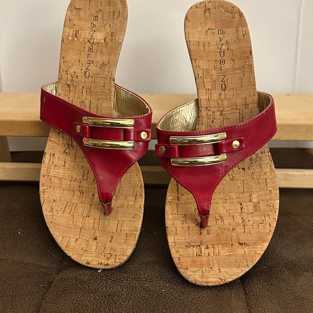 Bandolino Dark Pink Cork Sandals
